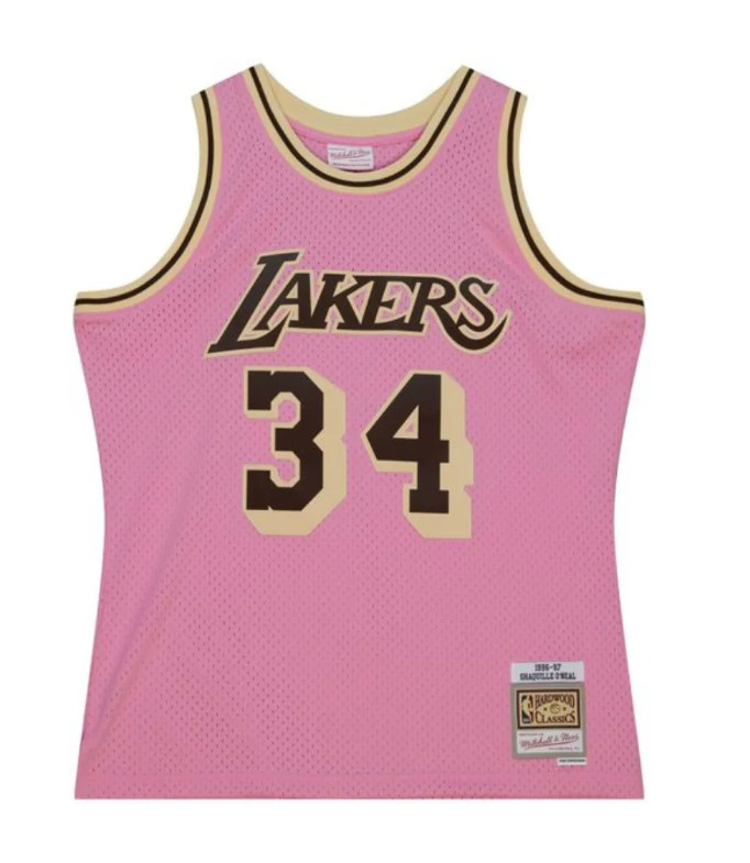 MENS MITCHELL & NESS PINK SUGAR BACON SWINGMAN JERSEY LAKERS 1996 SHAQ O’NEAL