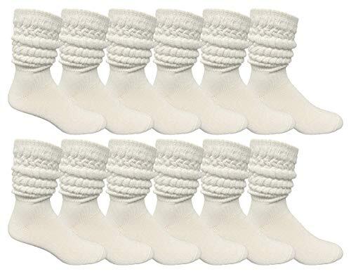 Yacht & Smith 12 Pairs Men’s Cotton Extra Heavy Slouch Socks, Boot Sock, (10-13)