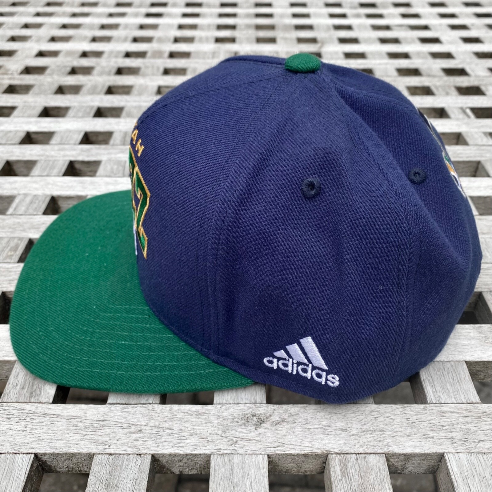Utah Jazz Script Logo Spell Out Adidas NBA Draft 2 Tone Snapback Cap Hat