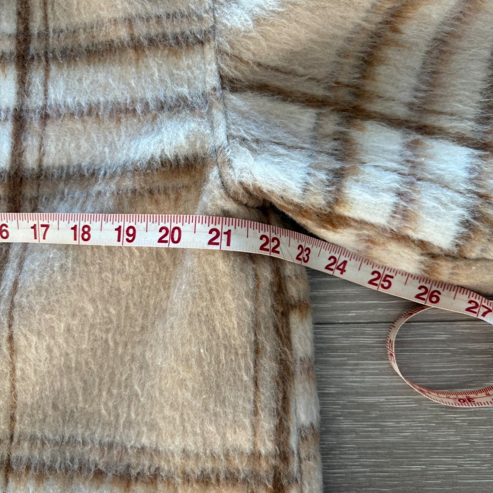 Old Navy Womens Beige White Plaid Button-Front Classic Winter Overcoat Size M