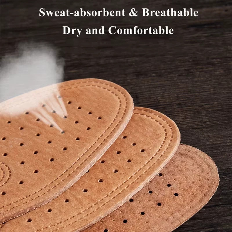 Real Cowhide Insole Leather Shoes Boots Shoe Inserts Soft Breathable Deodorant A