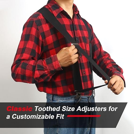 Ultrashang Mens Work Suspenders 2 Inch Wide Clips (Black)