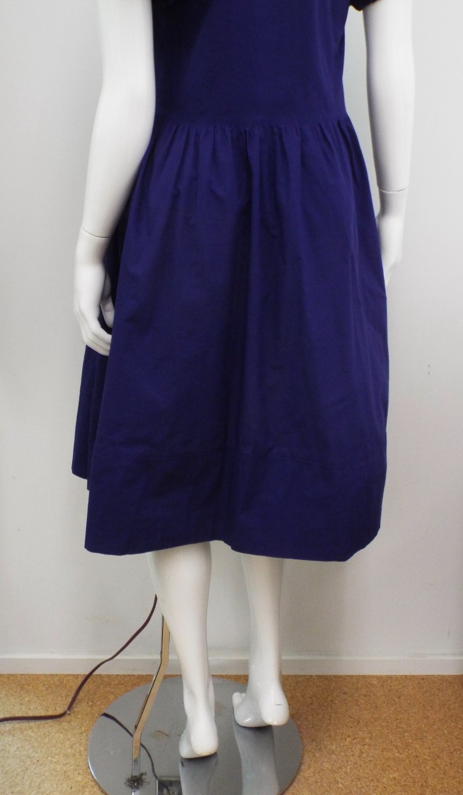 VTG 1980s KENZO Blue Puff Sleeve Dress Small Cotton Asymmetrical Button Wrap Top