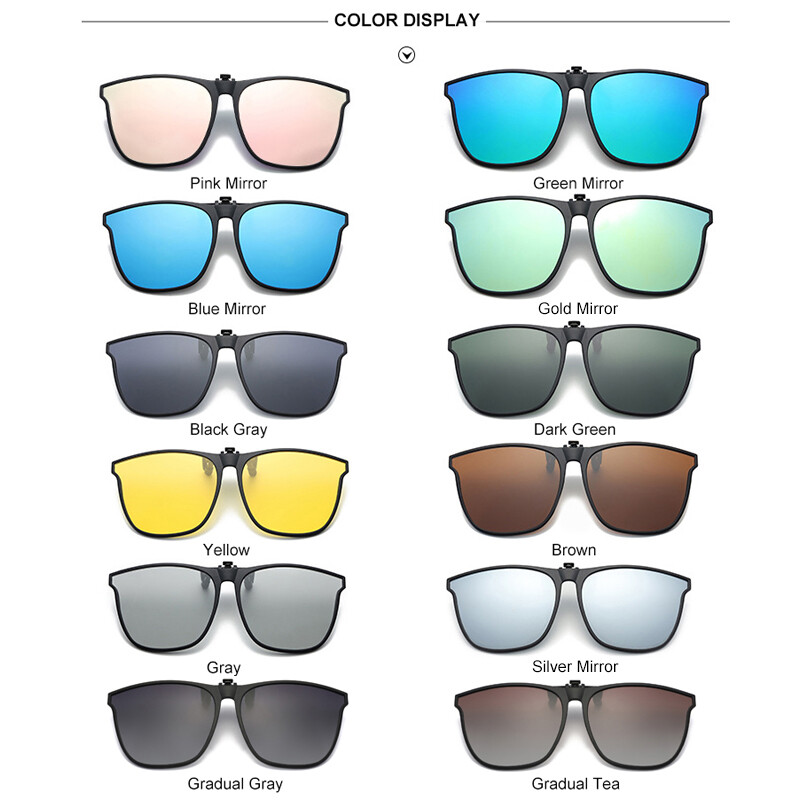 Polarized Clip-on Sunglasses Anti-Glare UV Protection Square Clip On Sun Glasses
