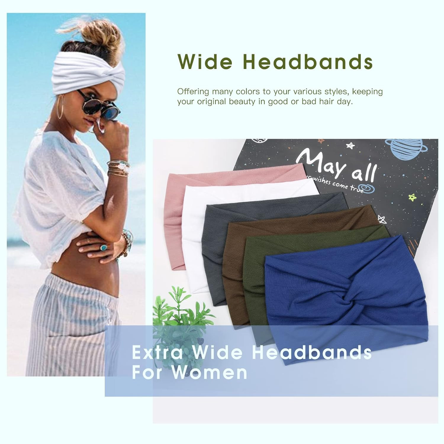 7” Extra Wide Headbands for Women, Large Thick Turban Head Wrap Headband, Boho
