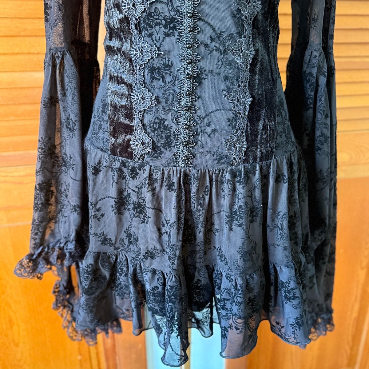 Dark In Love Gothic Victorian Dark Fairycore Black Rose Fairy Lace Mini Dress L