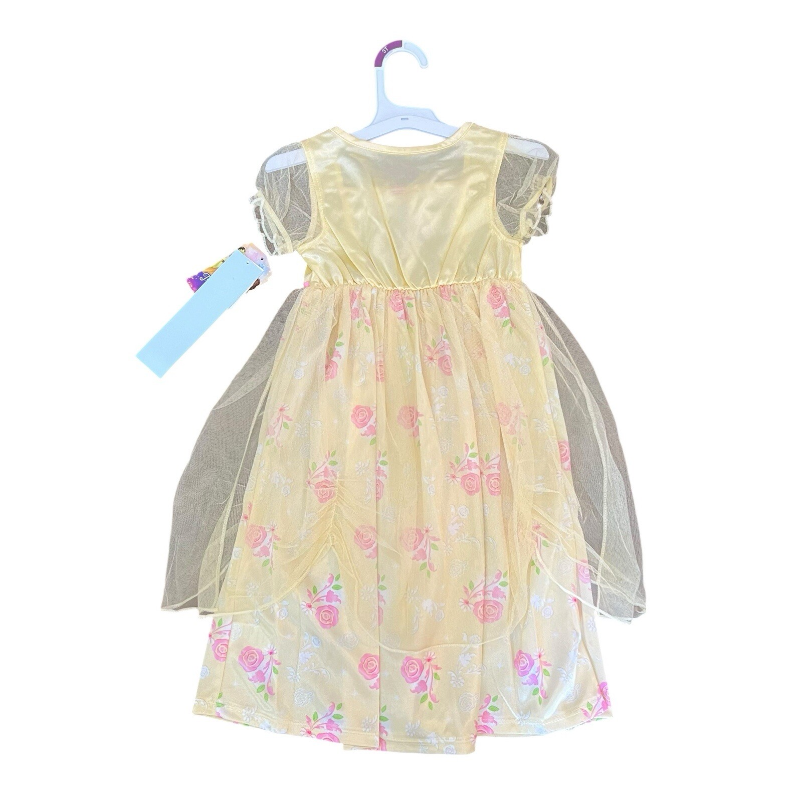 Disney Princess Belle Fancy Nightgown Pink Roses Halloween Costume Size 3T NEW