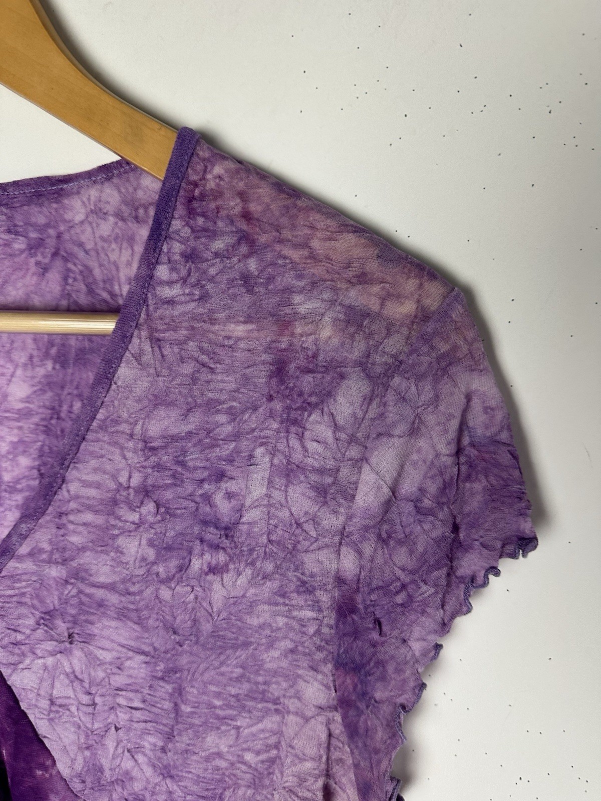 Vtg Y2K Babydoll Top Purple Crinkle Mesh Stretch Whimsigoth Fairy Grunge 90s 1X