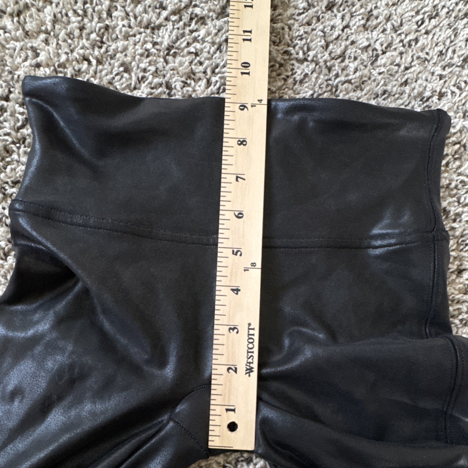 SPANX High-Waisted Firm Shapewear Leather Look Leggings Black S/P Stretch
