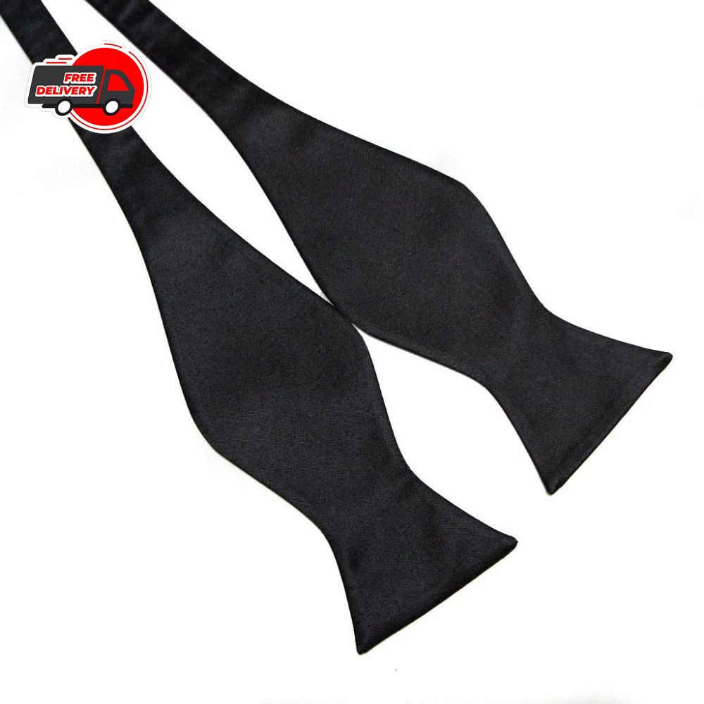 Mens Silk Satin Adjustable Bowties Self Bow Tie Solid Color Vintage Bowtie.