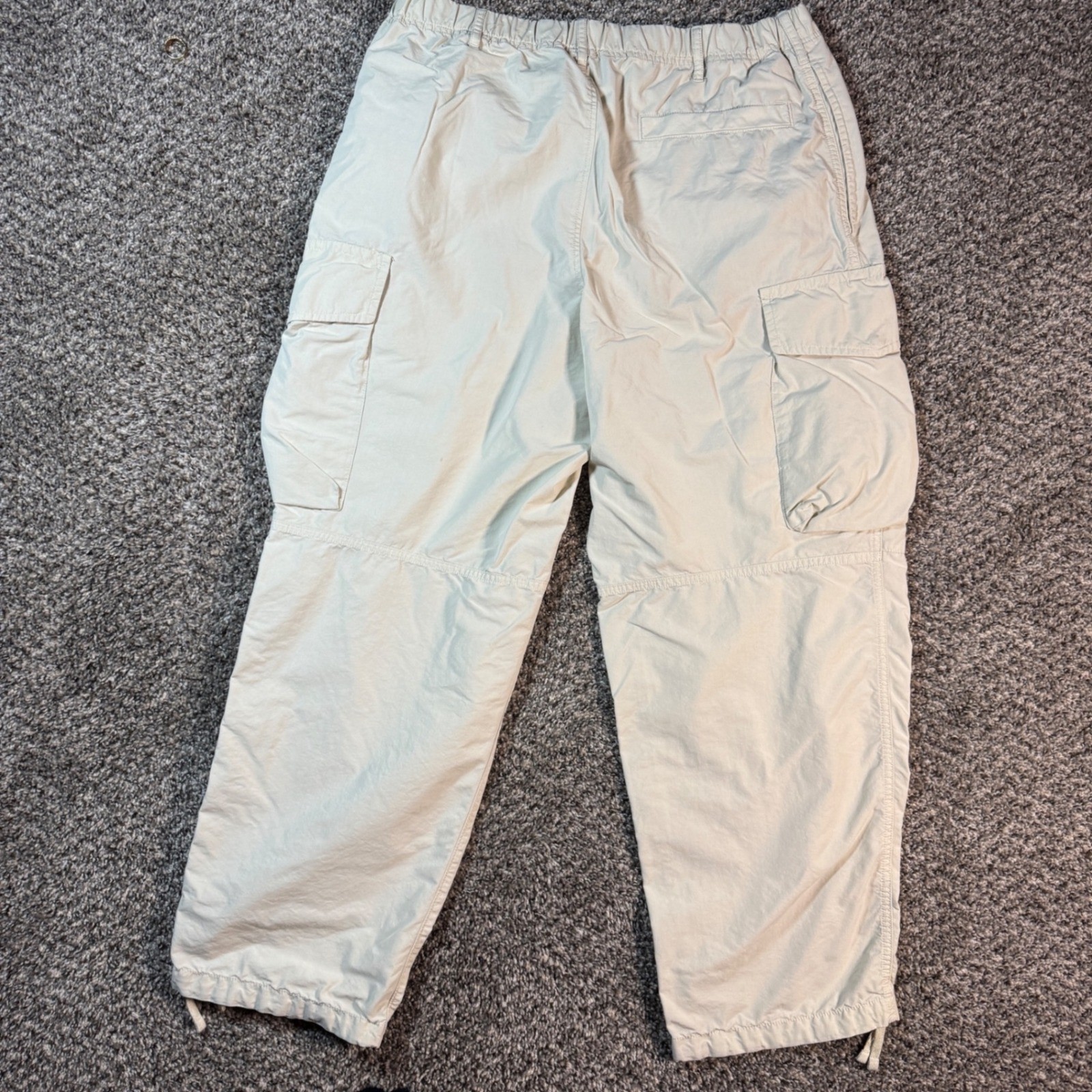 Uniqlo Mens Large Cargo Utility Pants Beige Cotton
