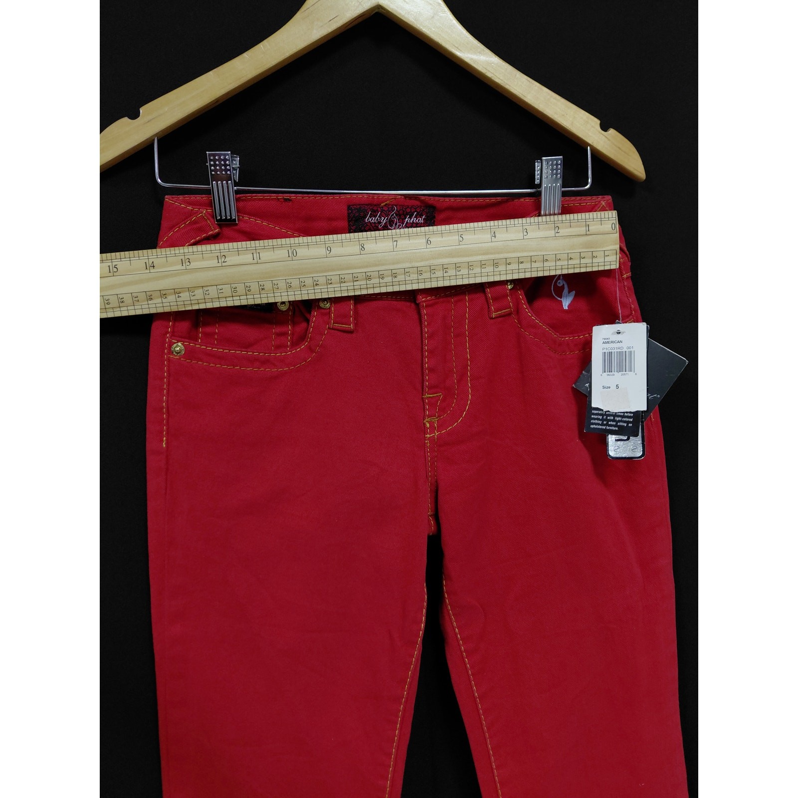 NWT Baby Phat Stretch Red Jeans Mid (10-12 in) Regular Denim Women Size 5
