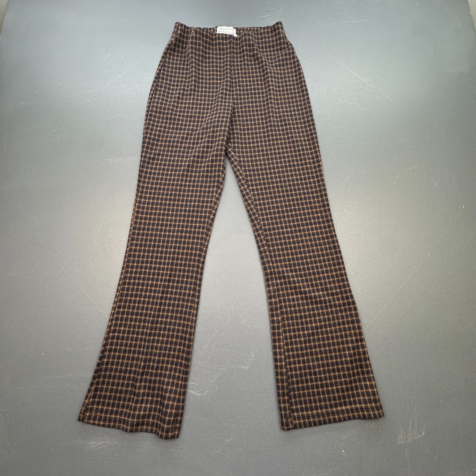 Urban Outfitters Pants Women’s Small Brown Black Checkered Stretch Retro Flare