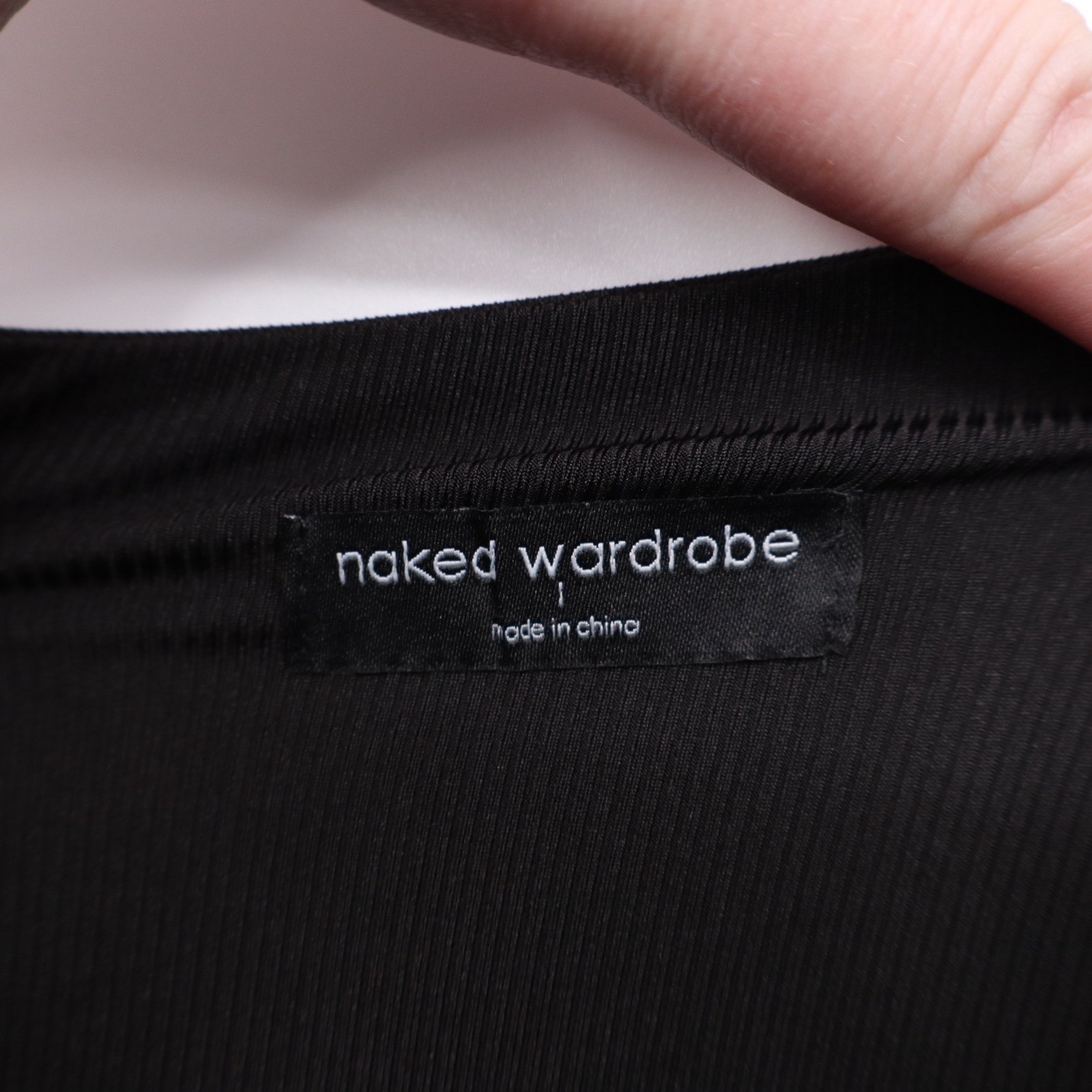 Naked Wardrobe Black One Shoulder Ribbed Mini Dress Womens Size L