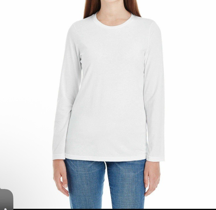 Lot of 2 American Apparel Womens 2XL White Long Sleeve Tee 100% Cotton, NWOT