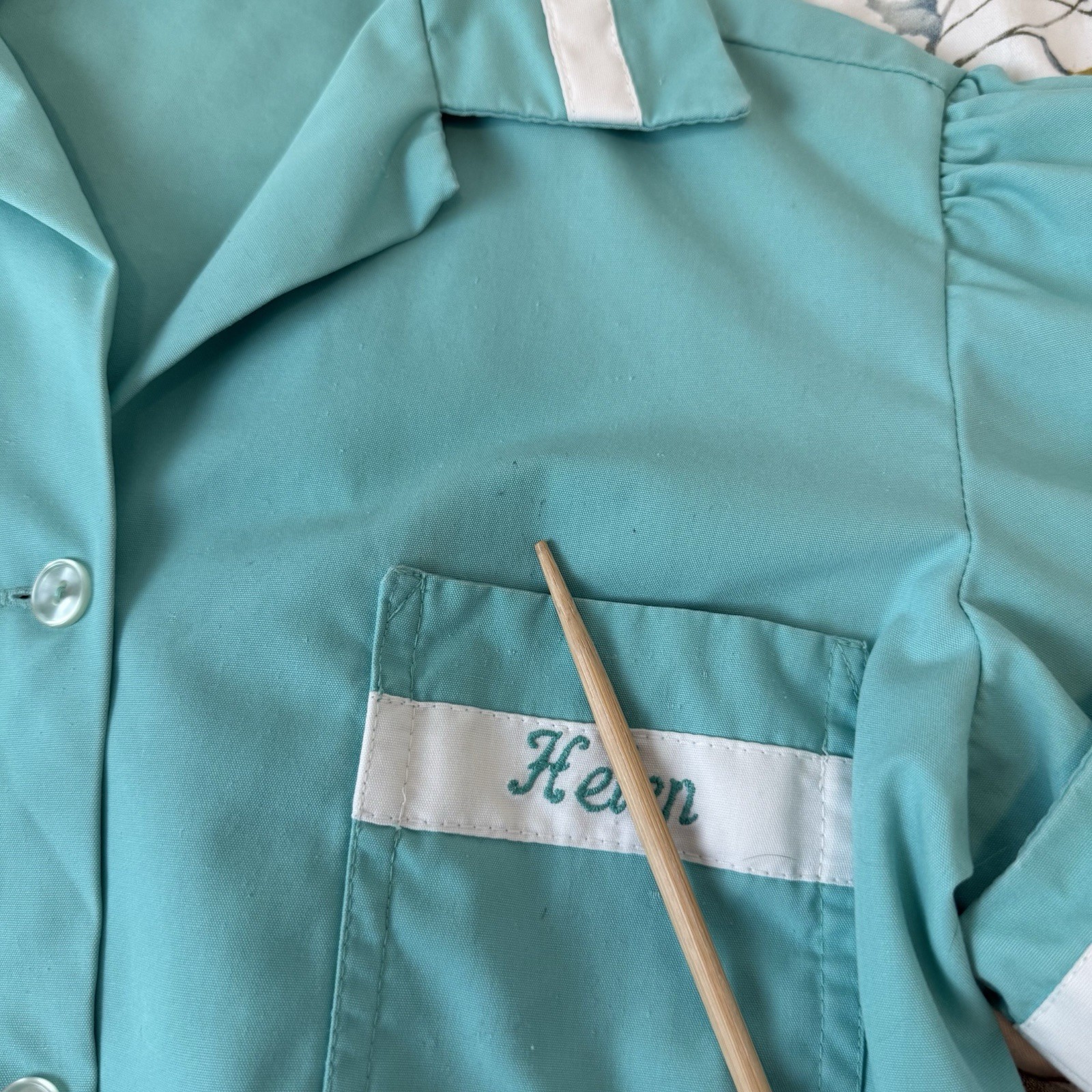 Vintage Aqua Waitress Uniform Dress Set T-Bird Diner Audrey Coleman USA – Helen
