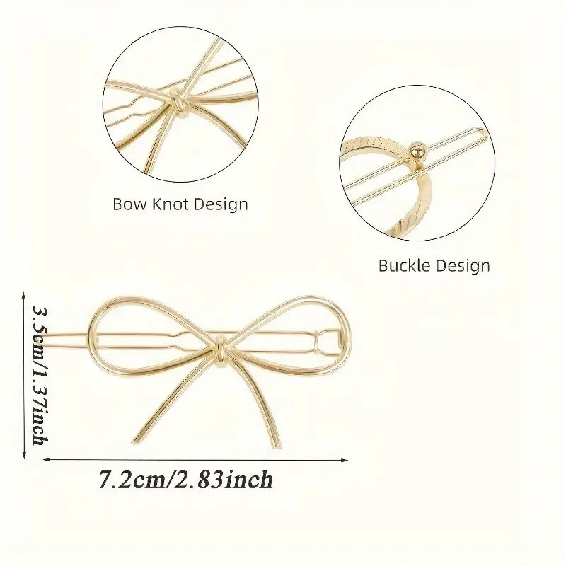 Elegant Metal Bowknot Hairpins (4x) – Gold/Silver, Perfect for Women/Girls