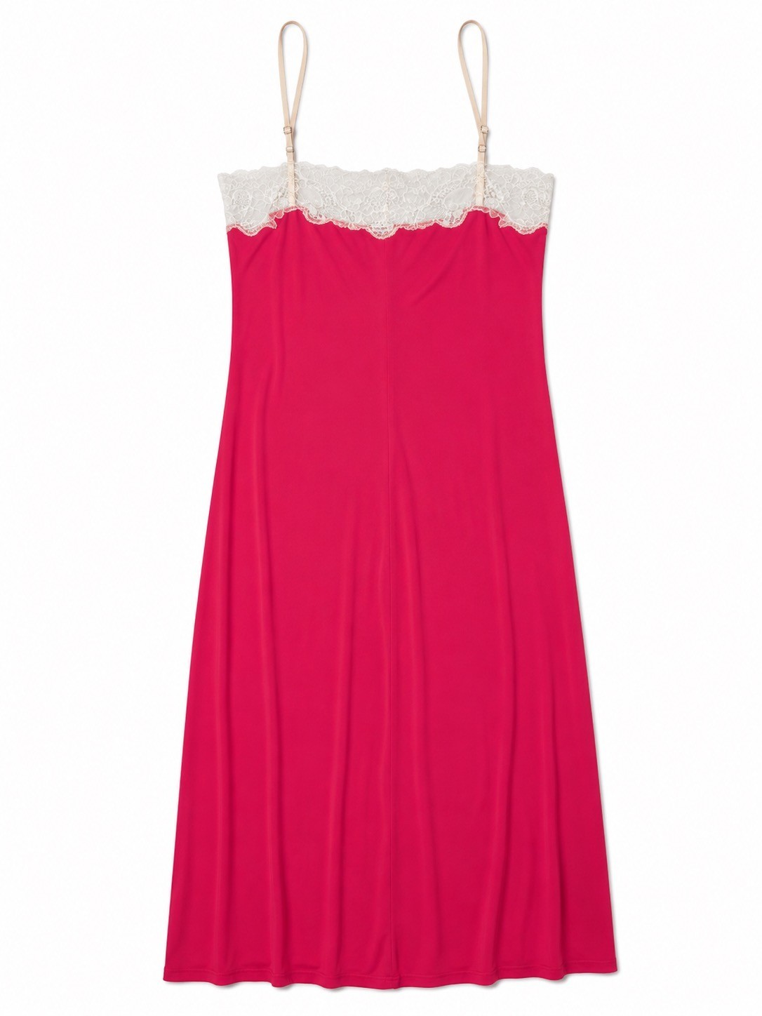 Natori Enchant Lace Slit nightgown chemise Slip Dress Hot Pink Size Small