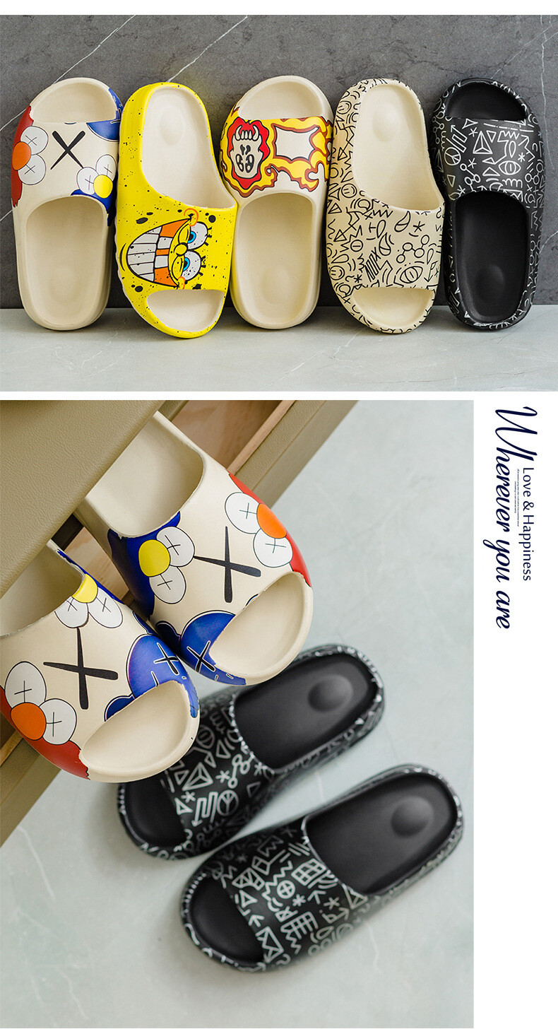 Cartoon Cozy Pillow Slides Anti-Slip Sandals Slippers Cloud Home Outdoor Shoe