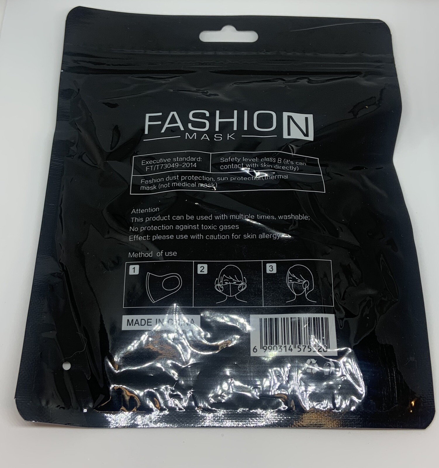 (Pack of 2) Face Mask Fashion Face Mask Washable Reusable Unisex Adult Black