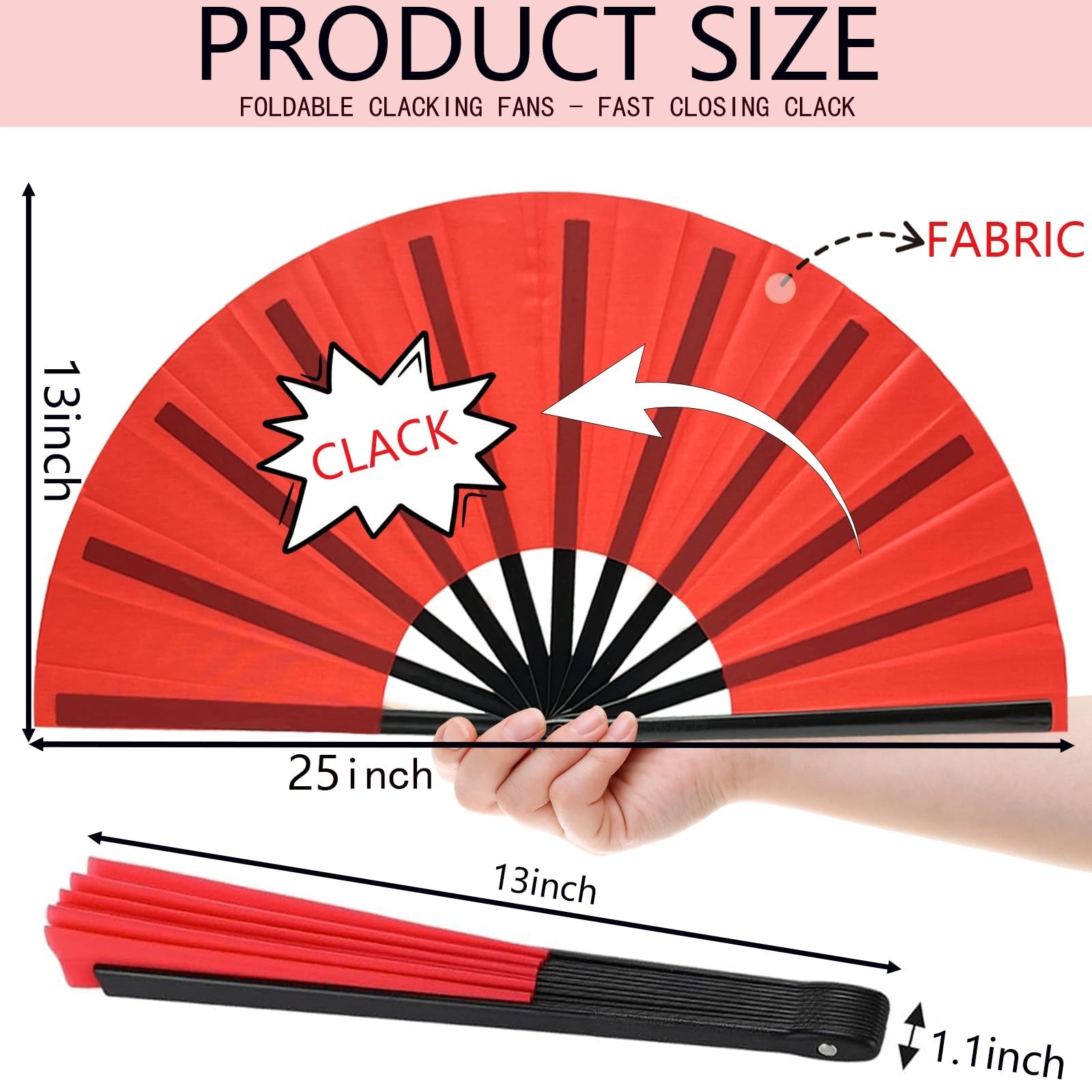 10 PCS Large Clacking Hand Fans – 13 Inch Rave Fans for Line Dancing & Parties