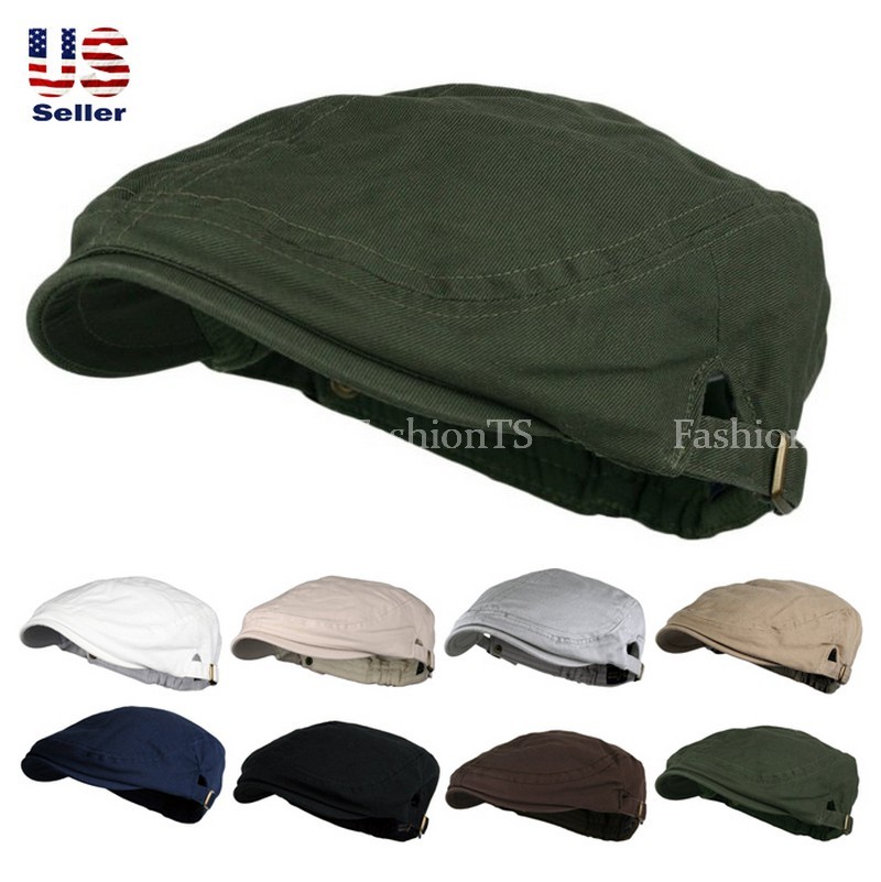Classic Plain 100% Cotton Gatsby Cap Newsboy Ivy Hat Summer Golf Hat Cabbie 002