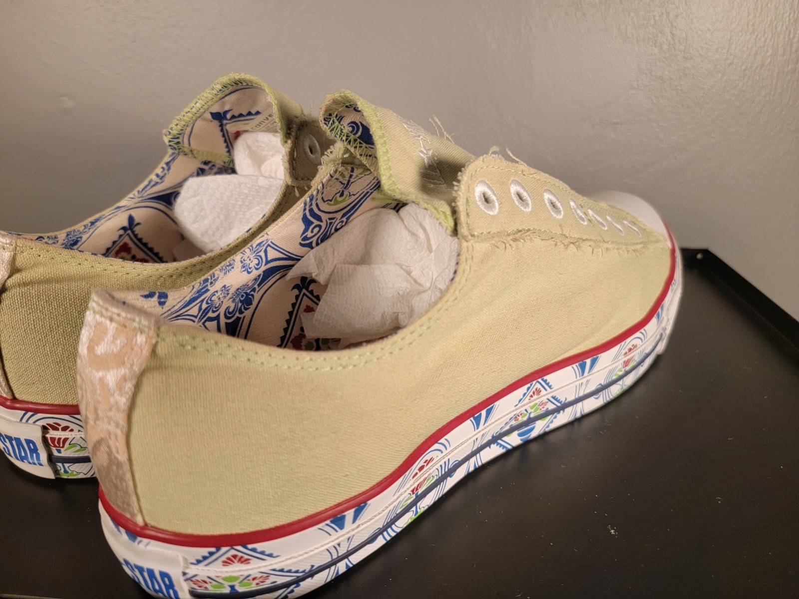 VTG 2006 Converse Chuck Taylor Slip On Apple Green Folk Art Foxing Men 12 NWOB