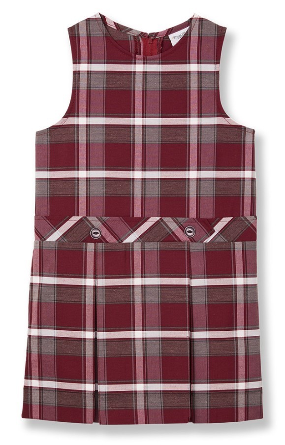 Flynn O’Hara Maroon & Grey Plaid Jumper Size 7 w/ White Peter Pan Blouse Size YS