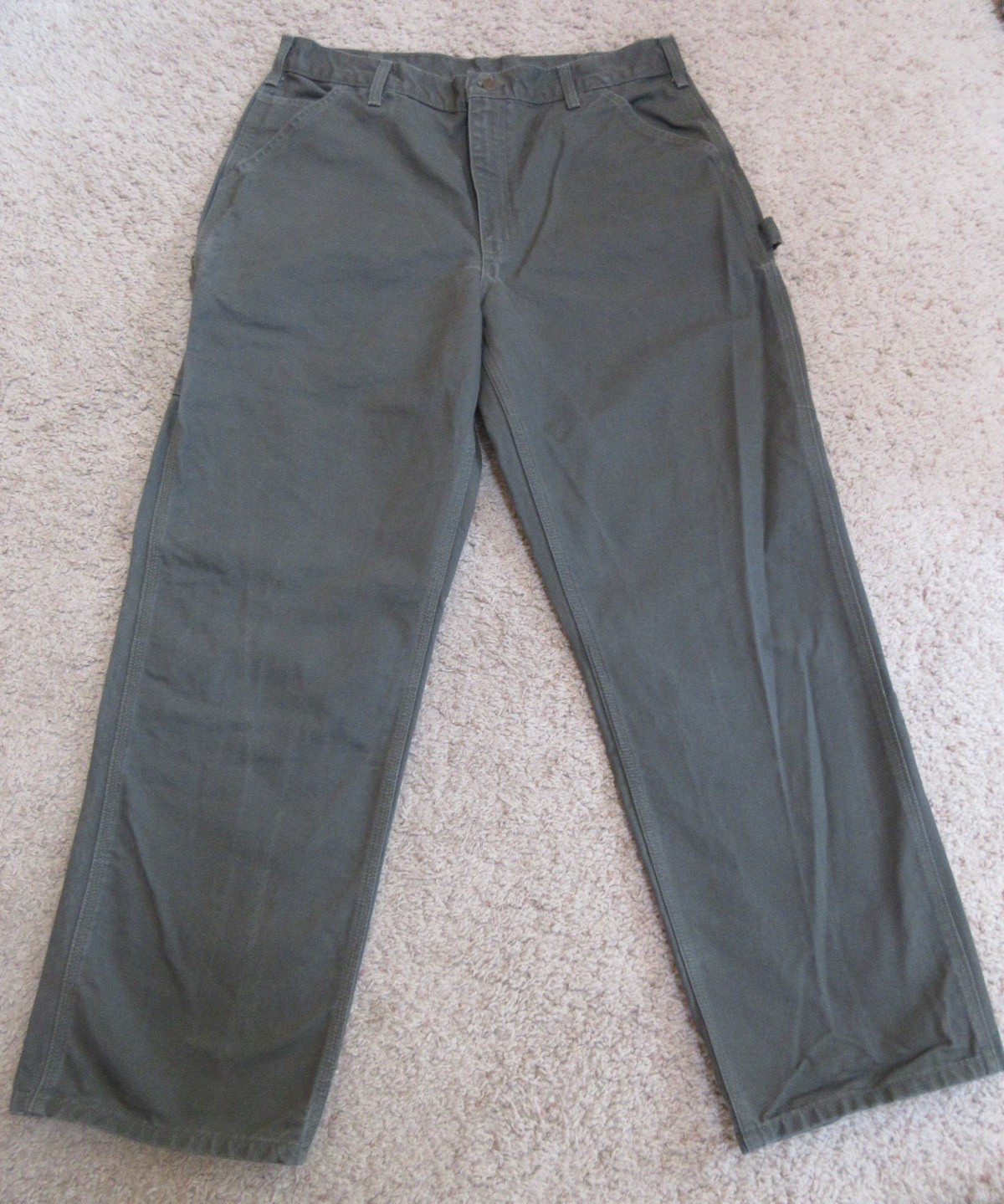 Carhartt Men’s Dungaree Fit Carpenter Pants Size 36×32 B11 MOS Green – EUC!