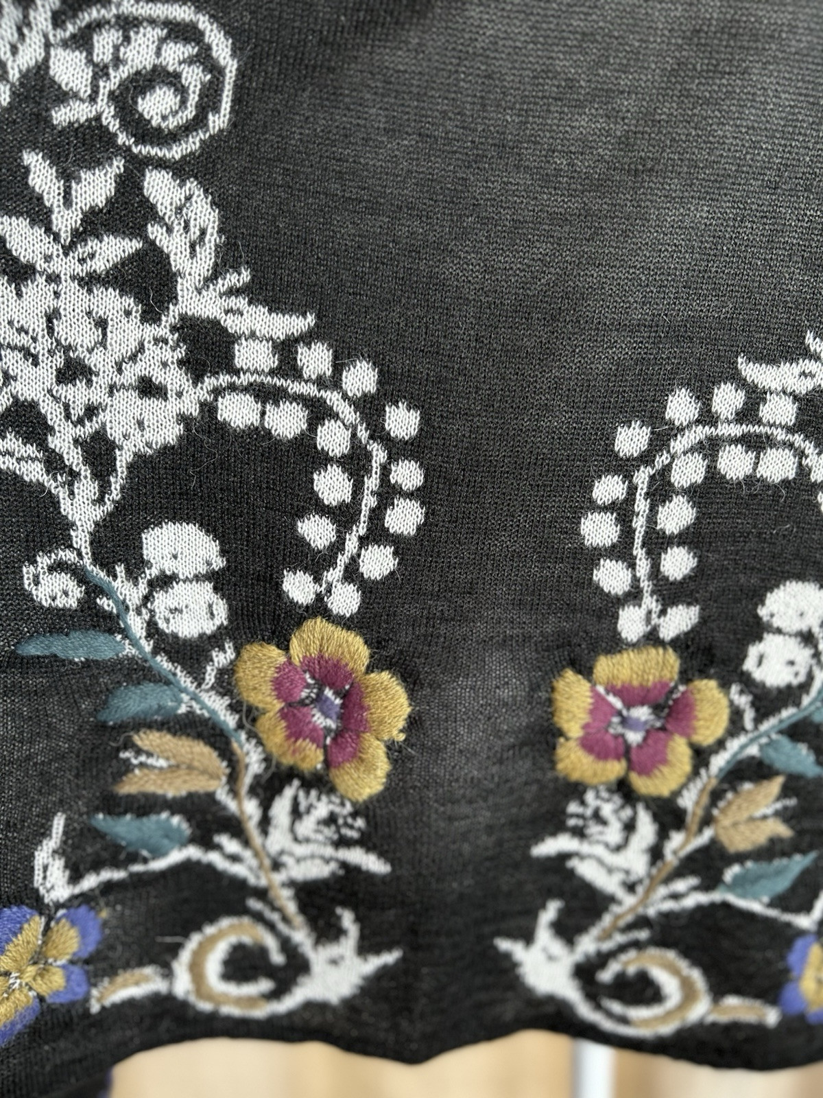 Simply Natural Alpaca Blend L/XL Floral Embroidered Cardigan Reversible NWOT