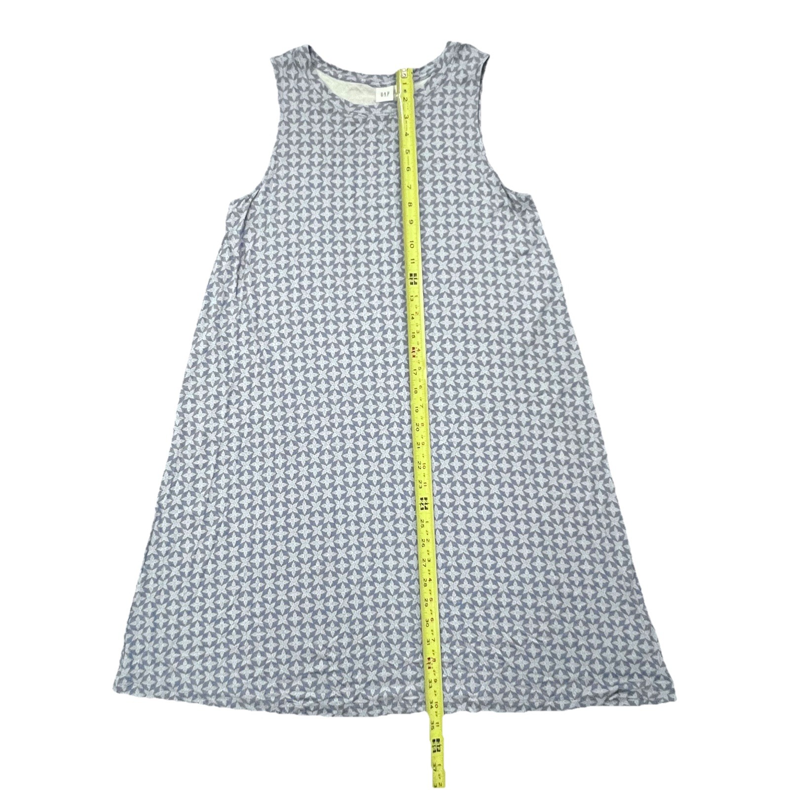 Gap Geometric All over Print Blue Sleeveless Tank Dress L Y2K Style Minimalist