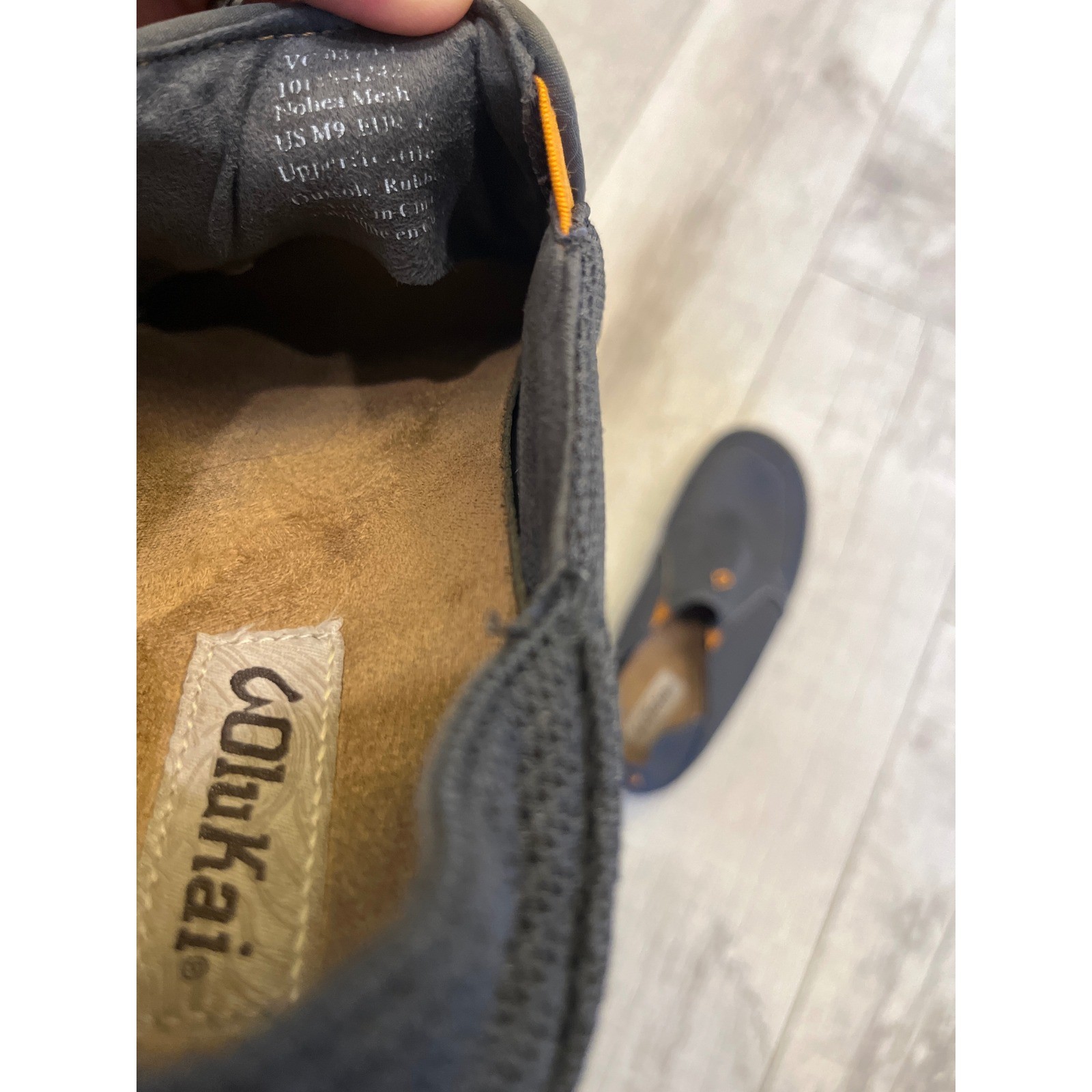 OluKai Nohea Mesh Mens Slip On Shoes Charcoal Grey Orange 10188-4040 Size 9