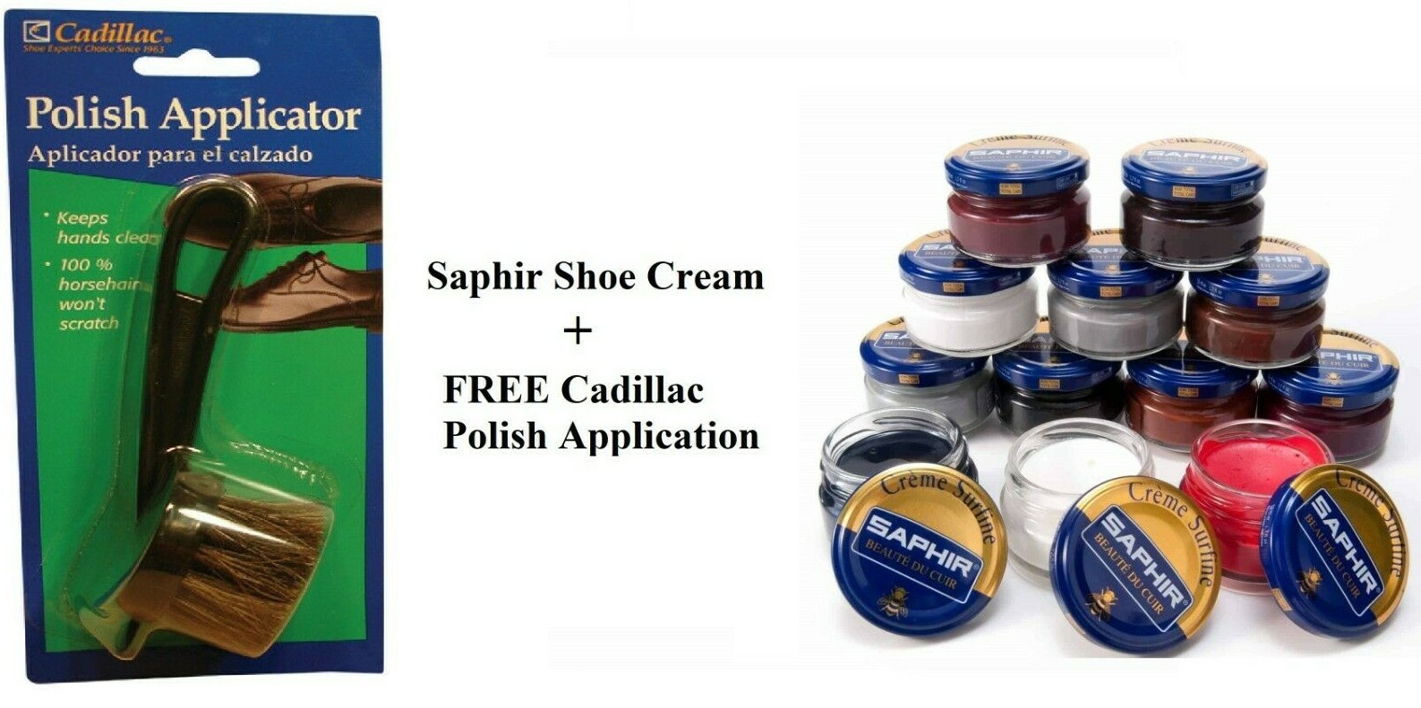 SAPHIR CREAM SURFINE PREMIUM SHOE POLISH – 1.48 + Cadillac Polish Applicator