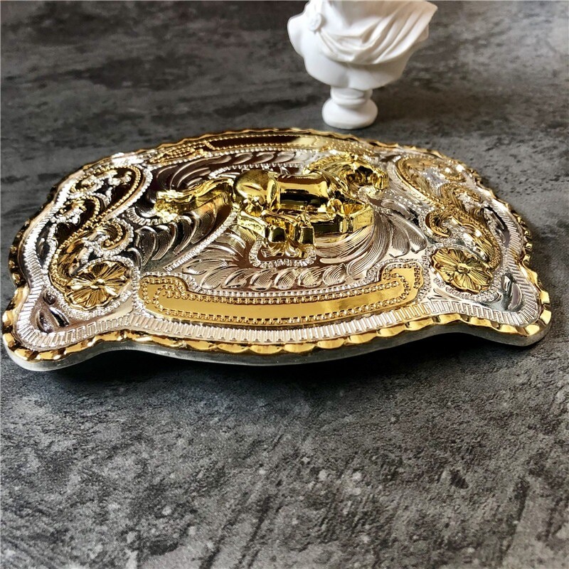 40mm Rock Bull Ride Rodeo Long Huge Big Cowboy Texas Western Shine Belt Buckle