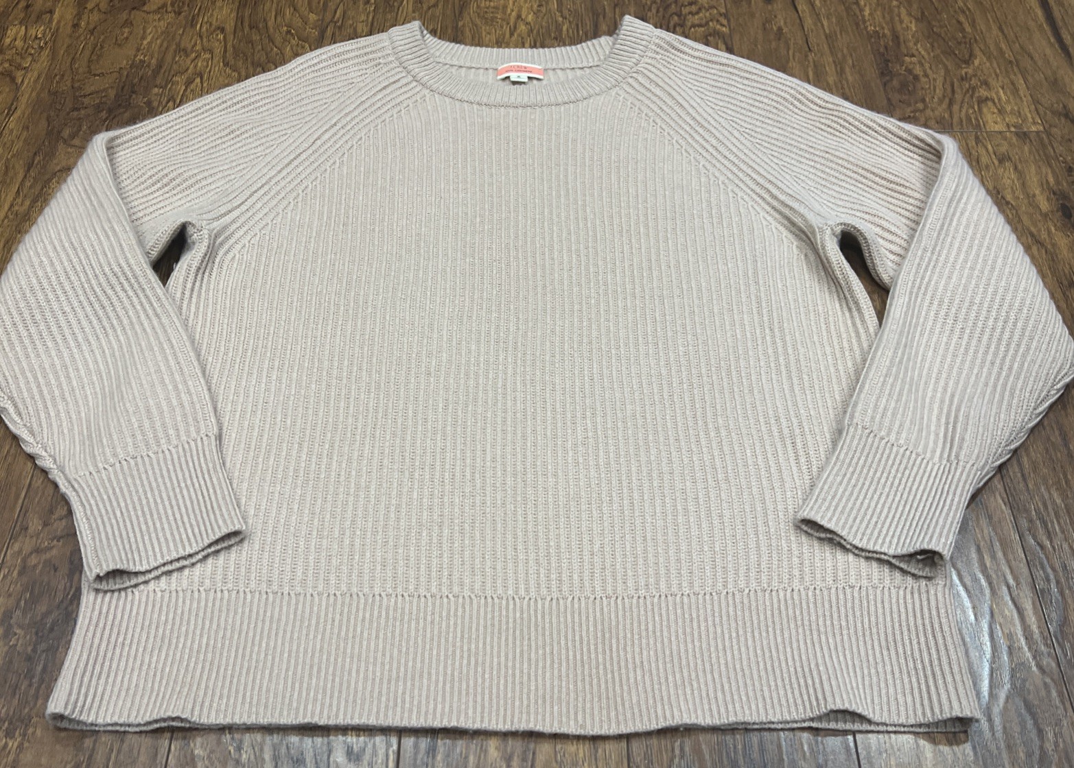 J Crew 100% Cashmere Sweater Womens S Blush Ribbed Crew Neck Pullover Soft