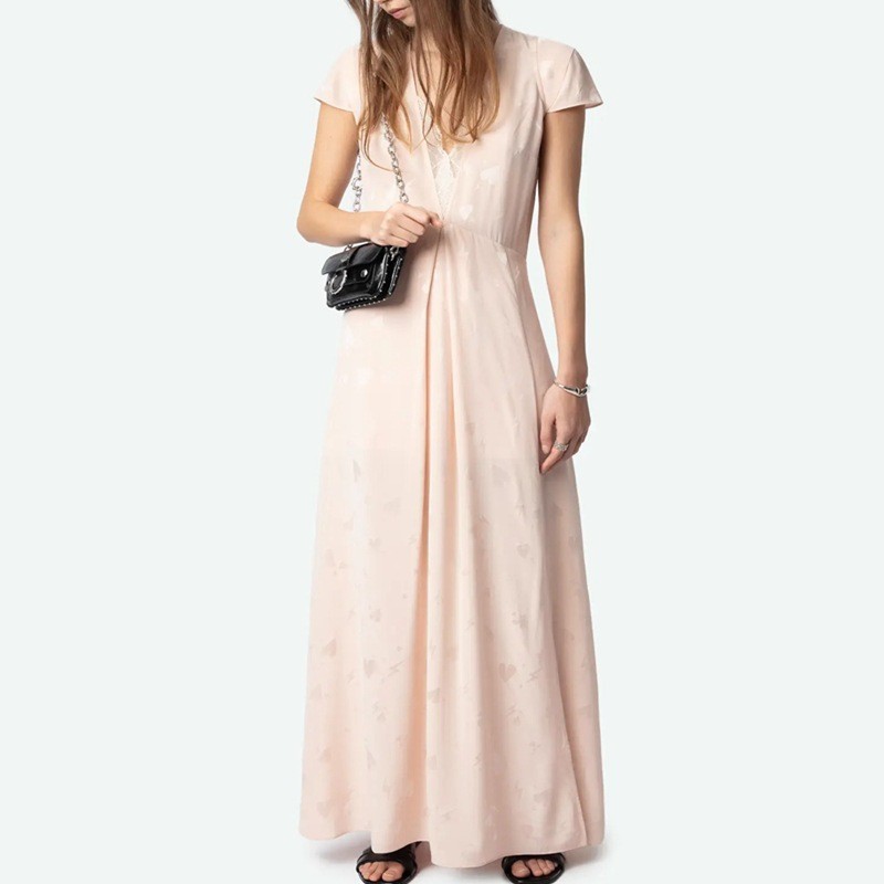 Zadig&Voltaire Women V-Neck Love Silk Slim Jacquard Vent Sleeveless Dress XS-L