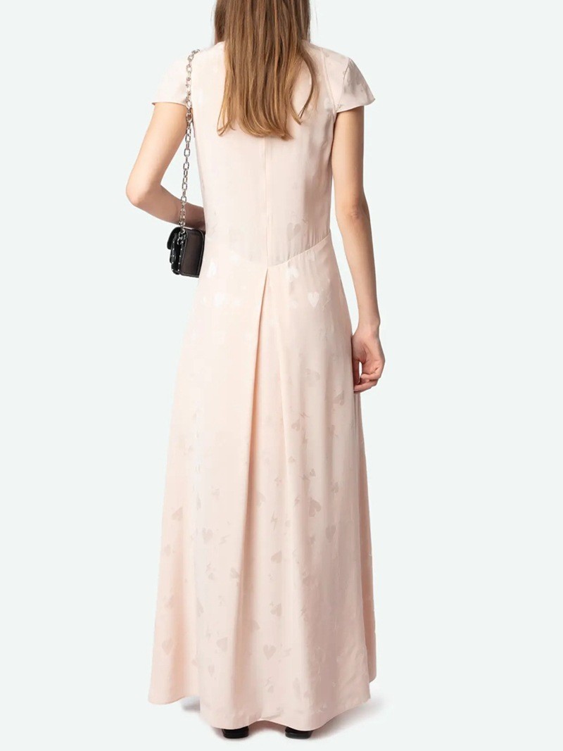 Zadig&Voltaire Women V-Neck Love Silk Slim Jacquard Vent Sleeveless Dress XS-L