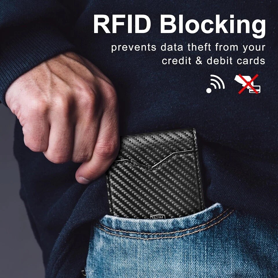 Mens Slim Wallet RFID Blocking Bifold Wallets for Men Minimalist Genuine Leather