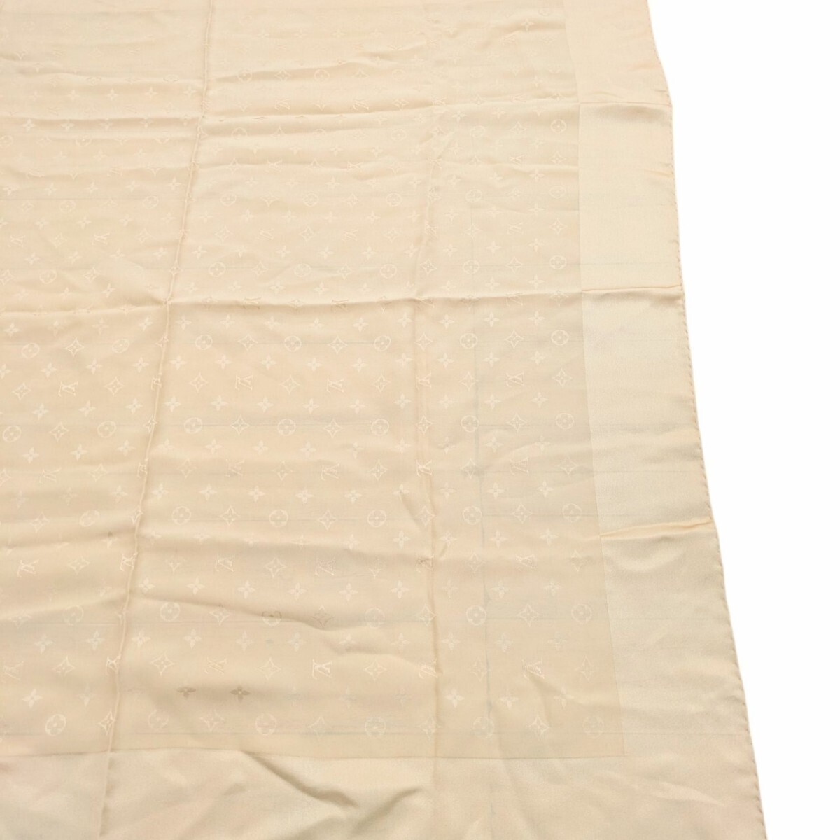 LOUIS VUITTON Scarf Stole Large 100 Silk Monogram Beige Approximately 87cm Japan