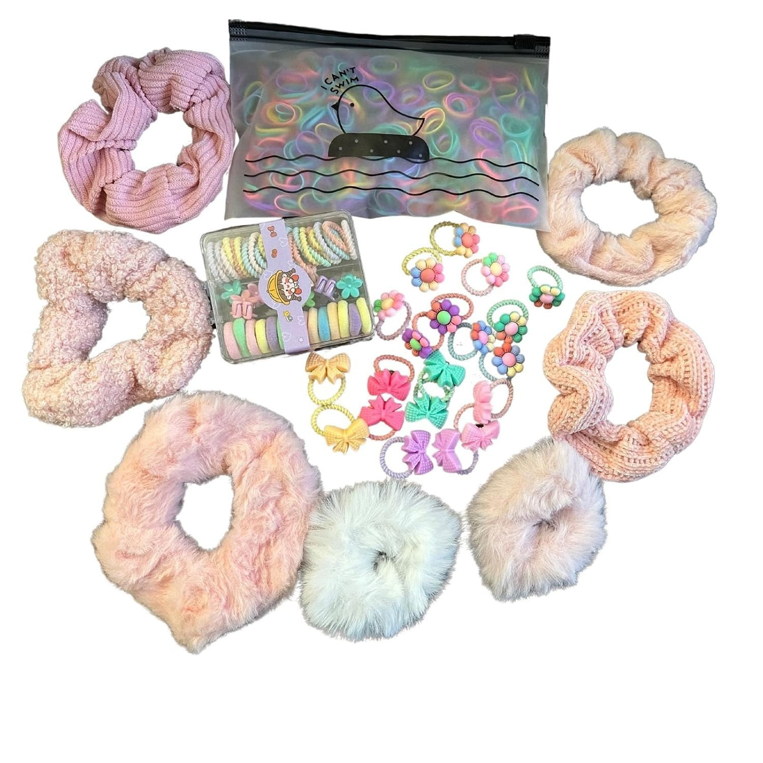 1100 sets Hair Accessories Lot – Scrunchies, Elastics, Flower & Bow Ties