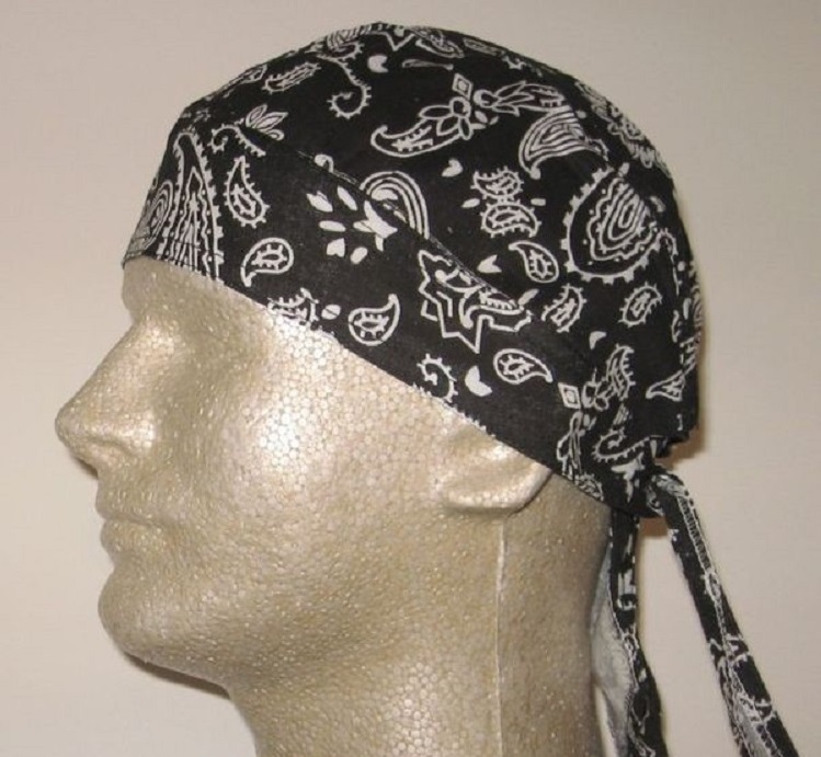 PAISLEY DOO RAG FITTED COTTON BANDANA TIES Do Du Hav A Danna Tie Skull Cap Back