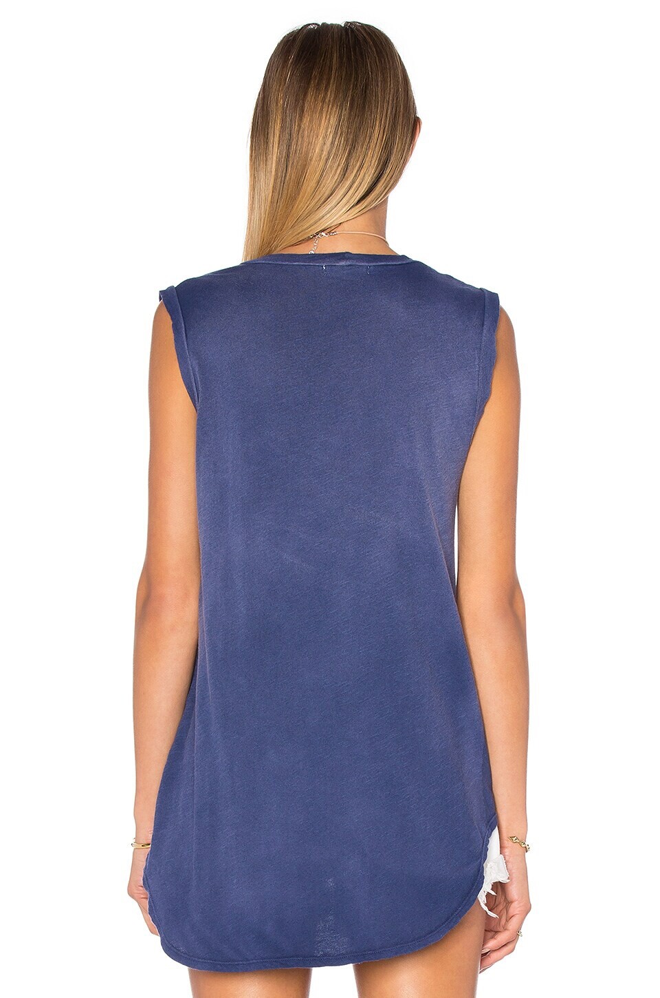 LNA Revolve Blue Muscle Tank Top Soft Thin Boho Navy Blue Yoga XS 100% Cotton