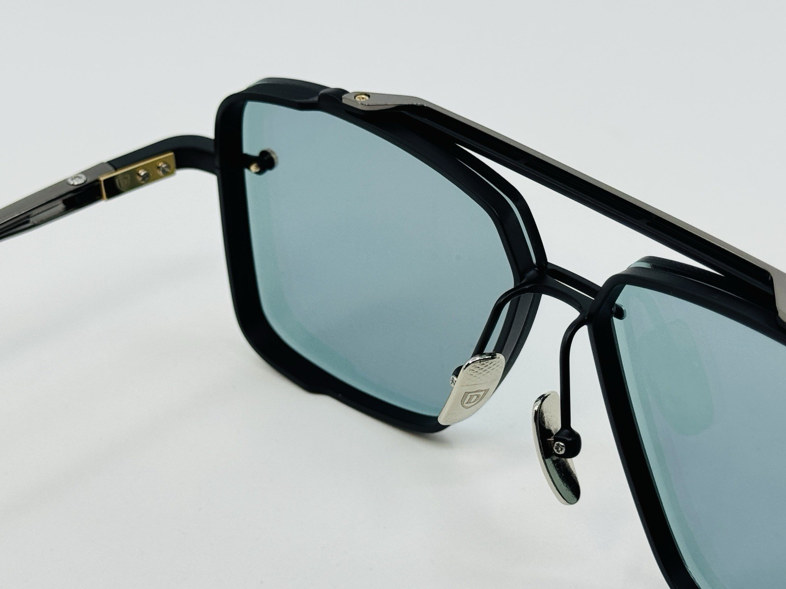 Dita Mach Six DTS121-62 Titanium Black Metal Frame Green Blue Lens Sunglasses