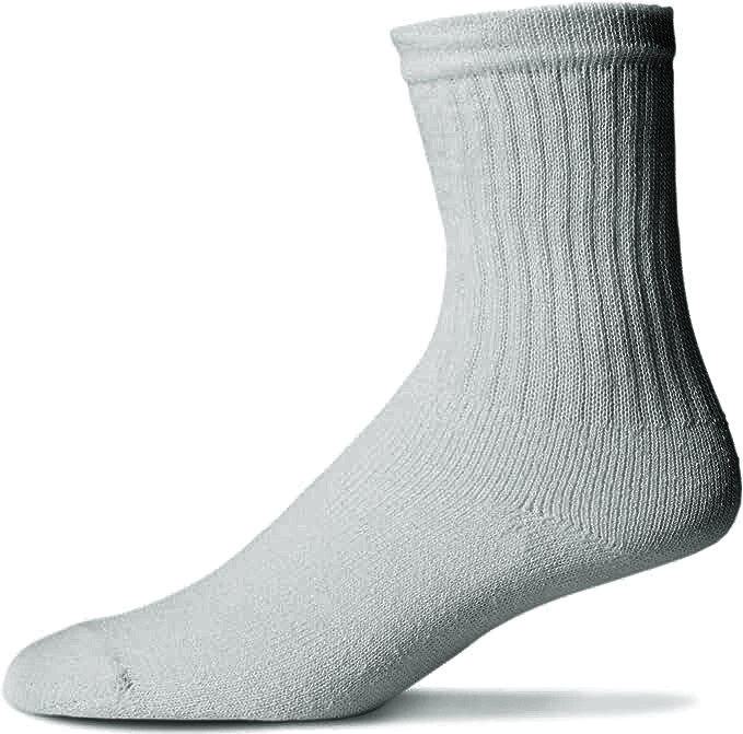 3-12 Pairs Mens Gray Solid Sports Athletic Work Crew Socks Cotton Size 10-13