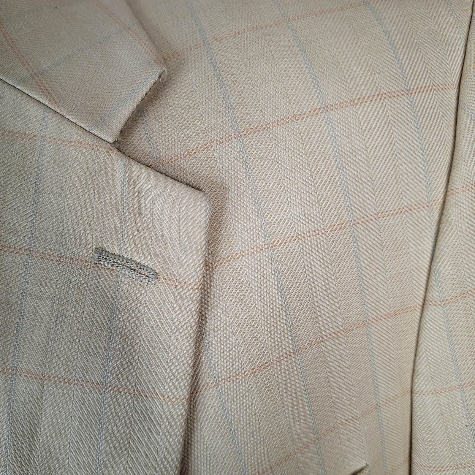Haspel Sport Coat Jacket Mens 42R Light Beige Multicolor Windowpane SV