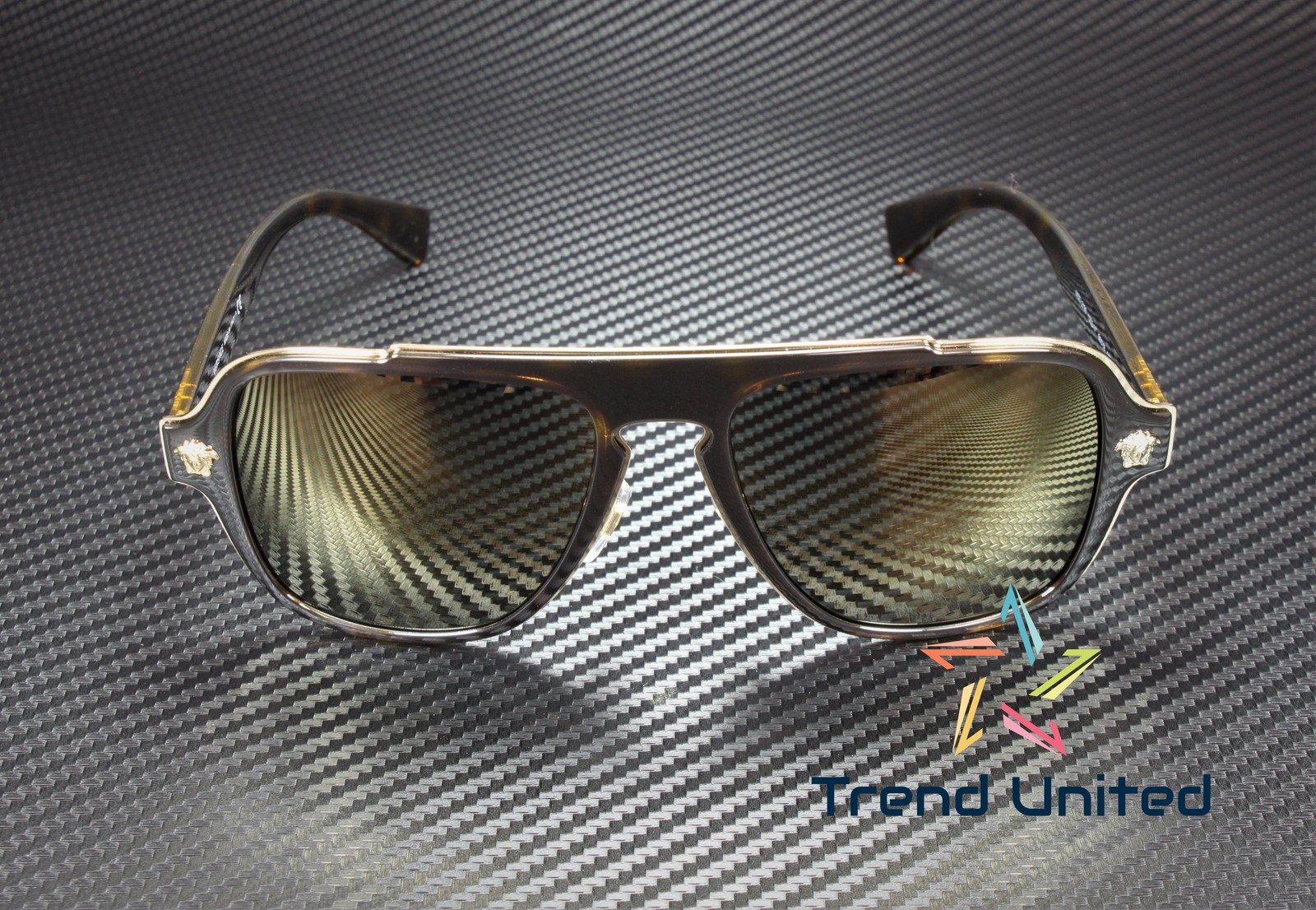 VERSACE VE2199 12524T Dark Havana Dark Grey Mirror Gold 56 mm Men’s Sunglasses