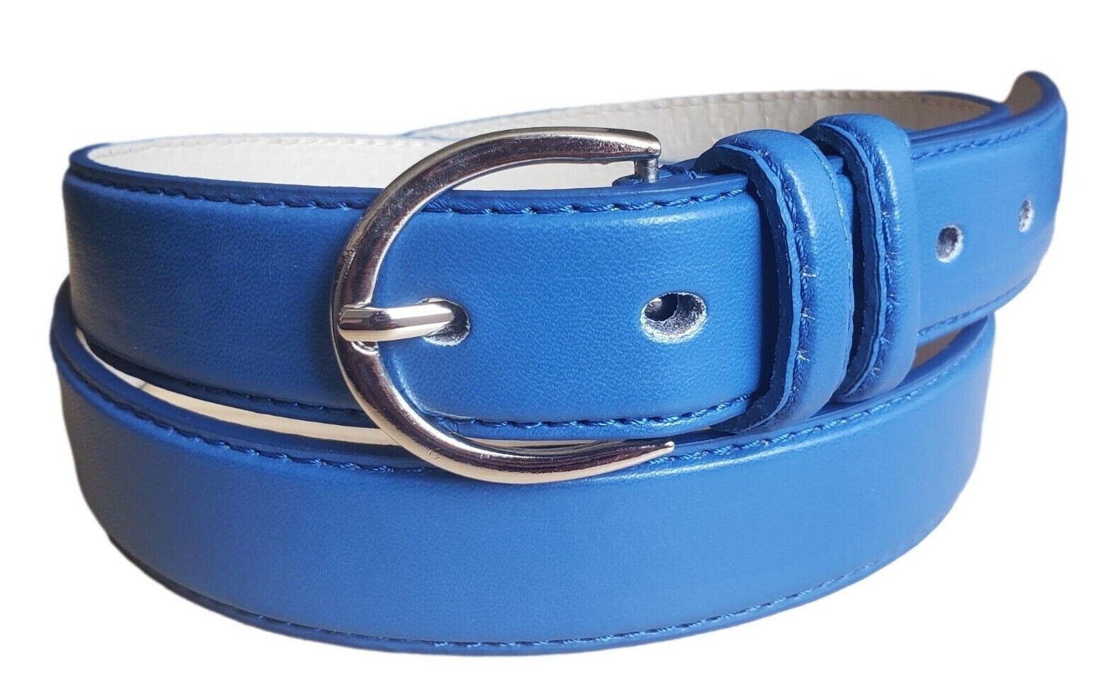 Women’s Leather Casual Dress Plain Solid Colors Belt Silver Buckle Ladies New