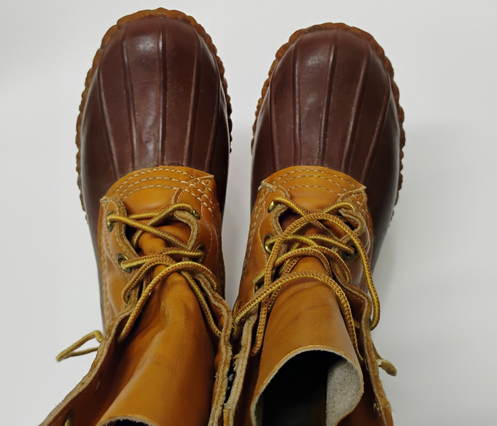 LL Bean Maine Hunting Duck Boots Vintage Original W8 M6 EUC Lace Up Leather