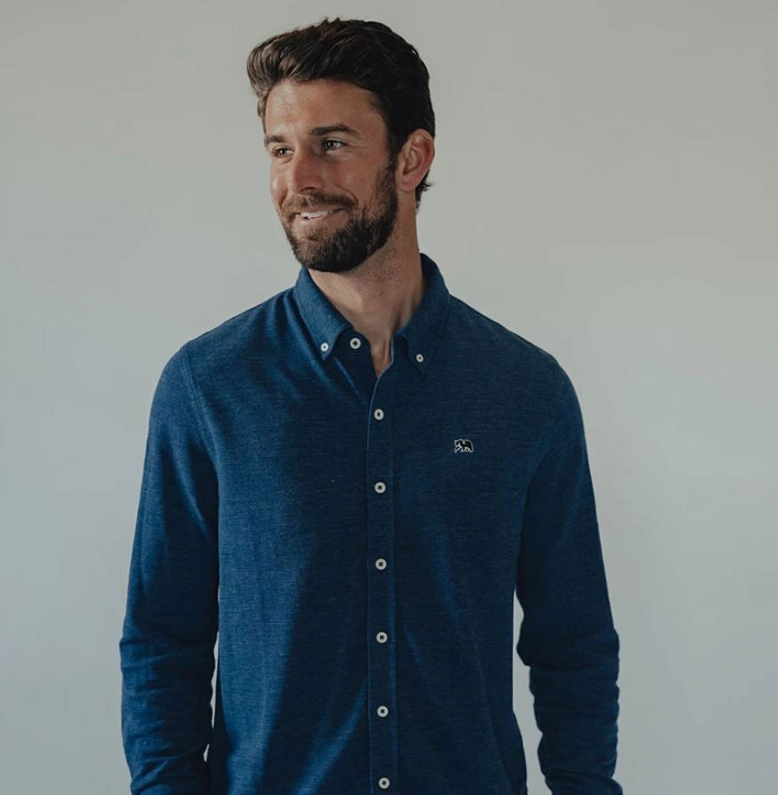 NEW The Normal Brand Men’s Blue Stretch Pique Button-Down, Small