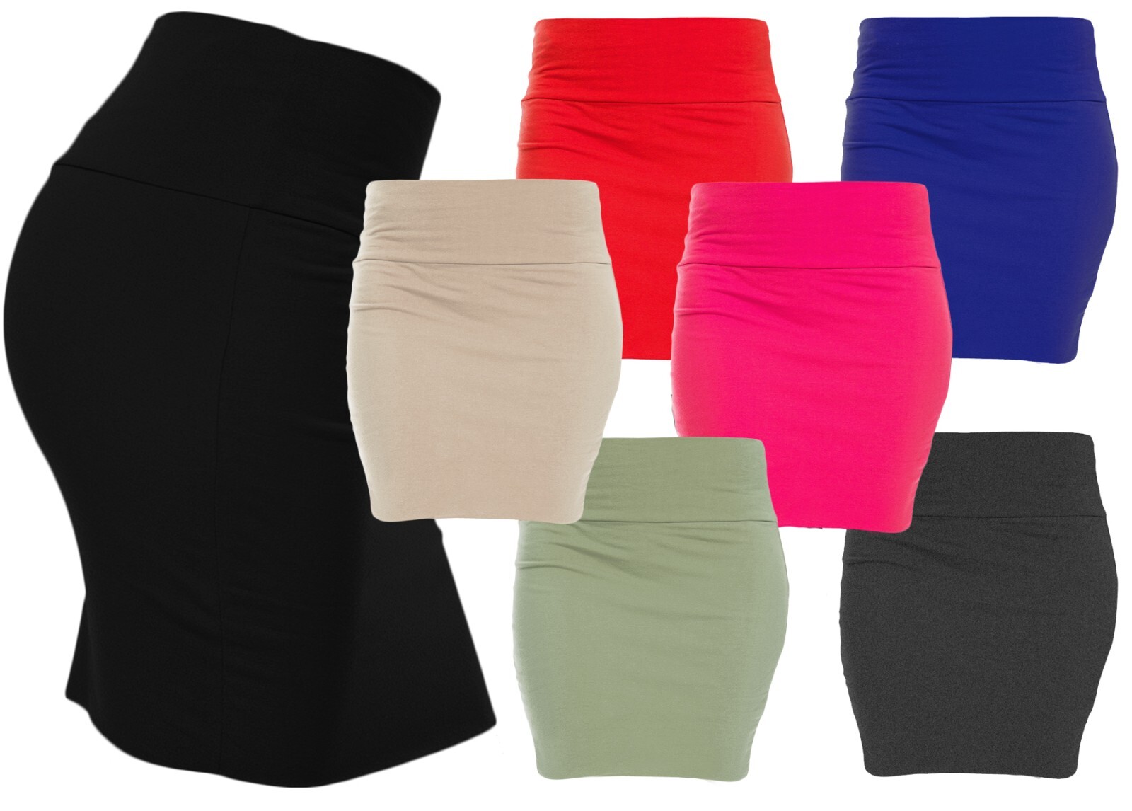 Cotton Blend Basic Mini Skirt with Wide Waist Band